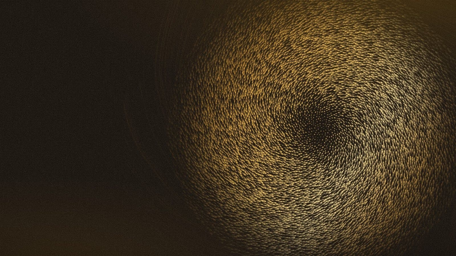 Remolino de pelo dorado sobre fondo oscuro, ilustración de marca de RM